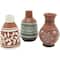 Orange Ceramic Floral Vase Set with 3 Different Patterns & Shapes